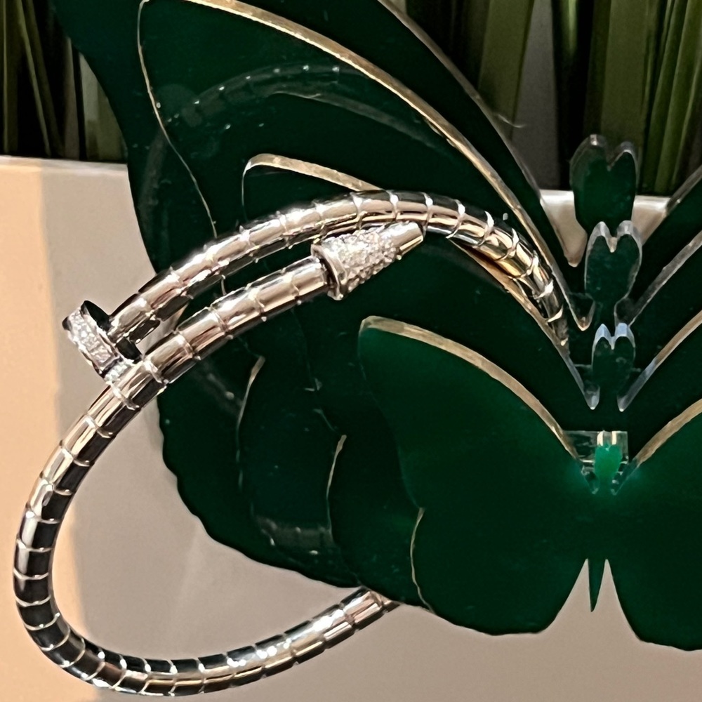 Nail bangle bracelet stainless and cz
